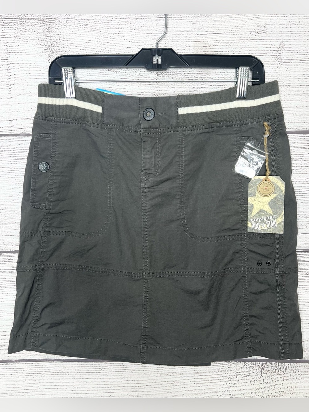 NWT Vintage Converse One Star Gray Casual Utility Skirt Size 6 Small Y2K